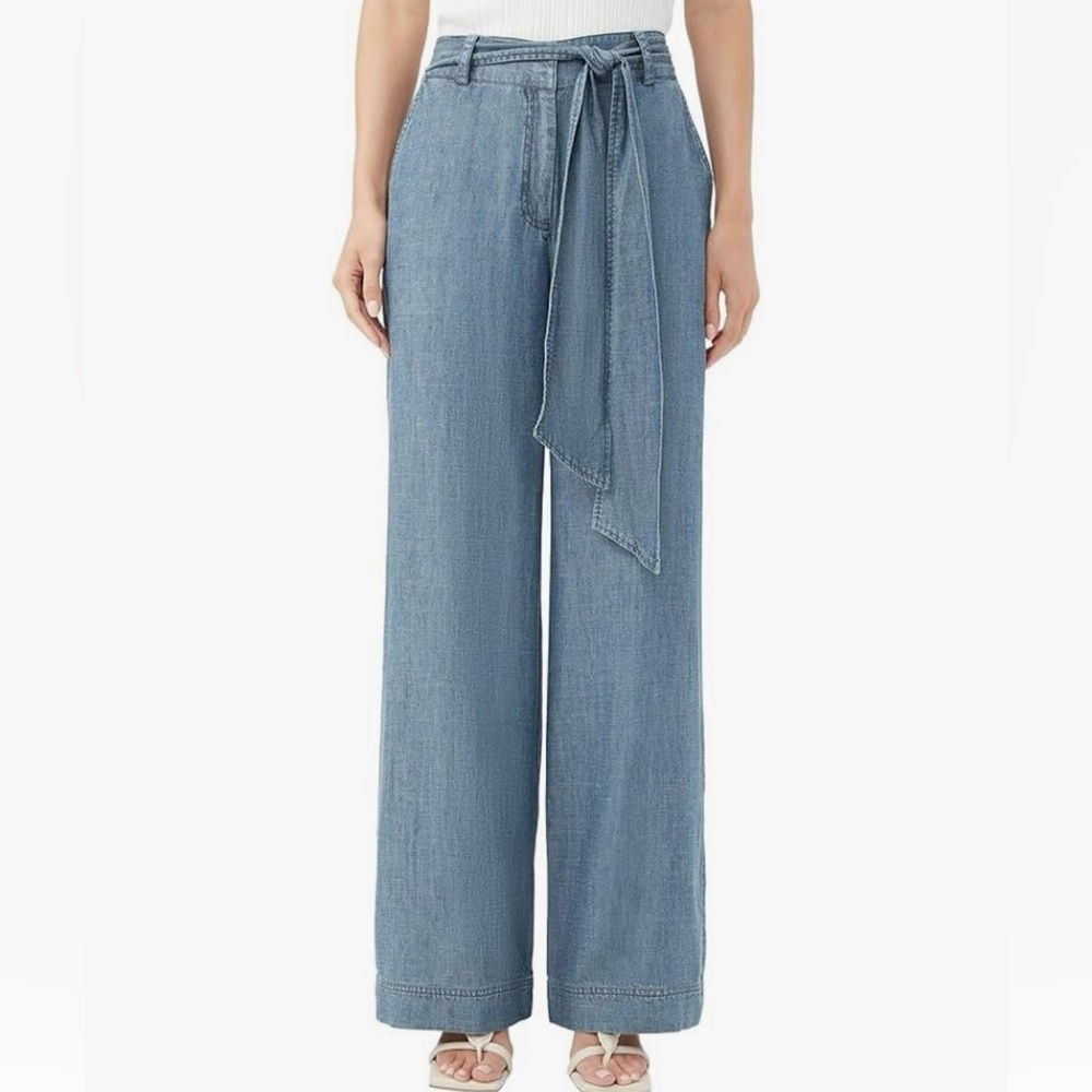 Trina Turk Wide Leg Chambray Pants Size 2